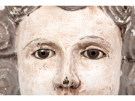 Well Carved And Painted Cherub And Wings Form Architectural Element