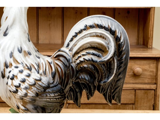 Two Italian Majolica Style Ceramic Rooster Figures