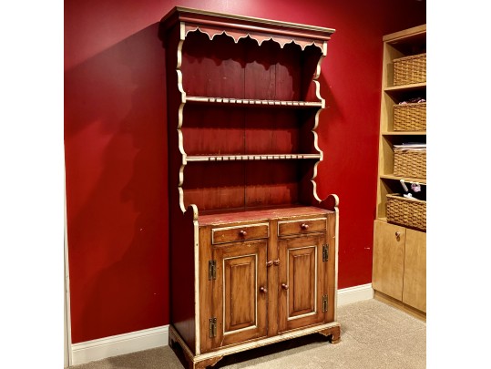 Antique American Carved And Paint Finished Hutch