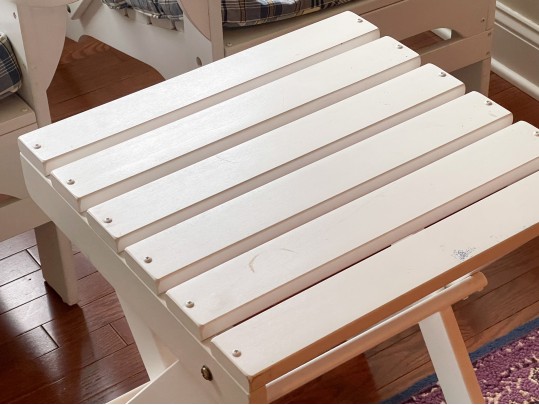 Handsome Pair Of Adirondack Chairs With Side Table