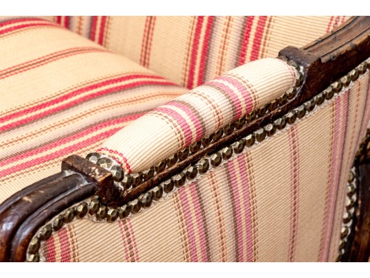 Handsome Pair Of Custom Upholstered Louis XV Style Bergeres