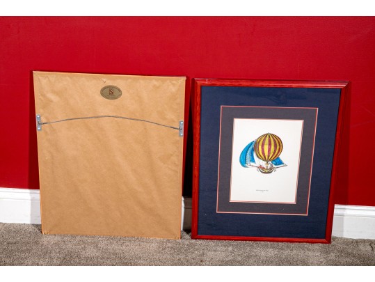 Two Fantastic Book Plate Prints Depicting Hot Air Balloons
