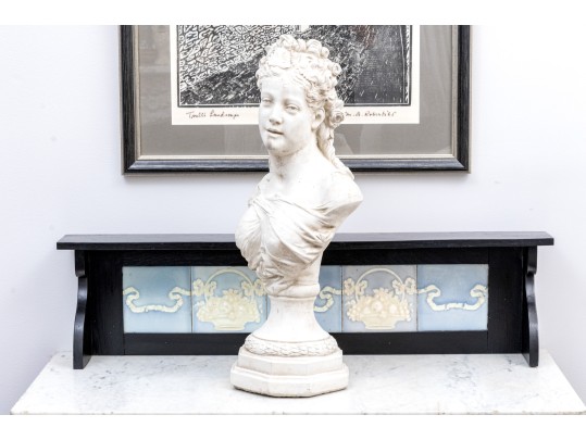 Highly Decorative Cast Stone Bust Of Madame Tallien