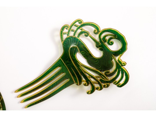 Three Semi Antique Ladies Hair Combs