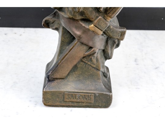 Faux Bronze Finished Plaster Bust On Plinth, 