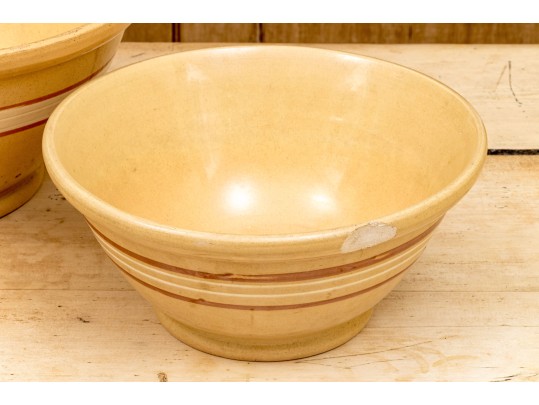 Two Vintage Glazed Ceramic Batter Bowls