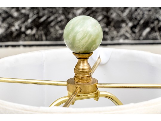 Vintage Chinese Carved Soapstone Cylindrical Table Lamp