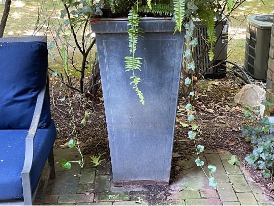Pair Of Large Vintage Metallic Garden Urns