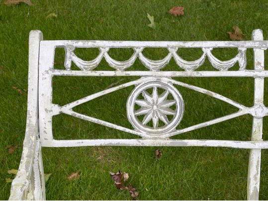 Classic Neoclassical Painted Cast Aluminum Garden Bench