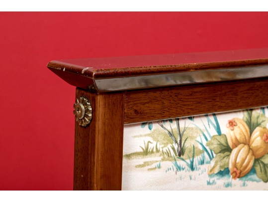 Vintage Chinoiserie Upholstered Wood Framed Firescreen