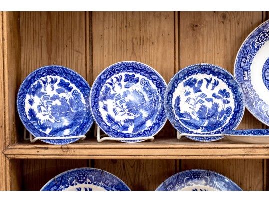 32 Piece Collection Of English Blue And White Transfer Decorated China