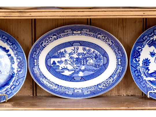 32 Piece Collection Of English Blue And White Transfer Decorated China