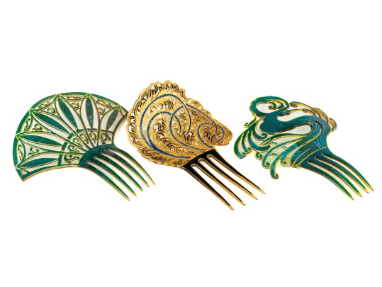 Three Semi Antique Ladies Hair Combs