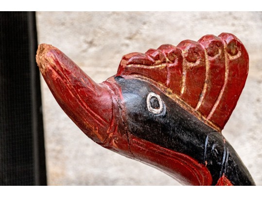 Semi-antique Indian / Indonesian Pair Of Carved And Painted Mandarin Ducks