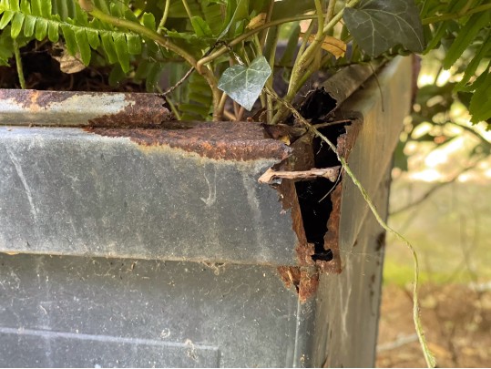 Pair Of Large Vintage Metallic Garden Urns