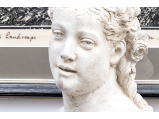 Highly Decorative Cast Stone Bust Of Madame Tallien