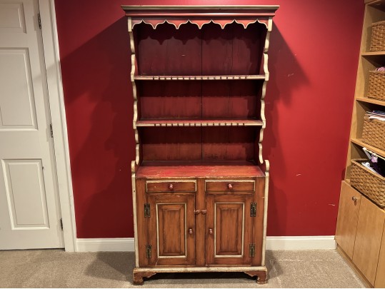 Antique American Carved And Paint Finished Hutch