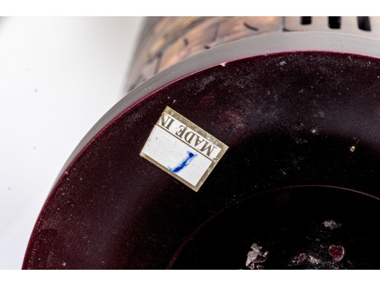 Vintage Chinese Carved Soapstone Cylindrical Table Lamp