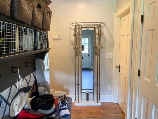 Vintage Modernist Art Deco Polished Alluminum And Iron Hall Tree