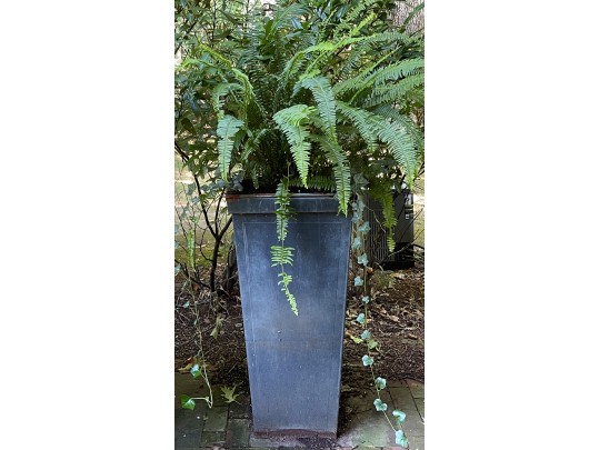 Pair Of Large Vintage Metallic Garden Urns