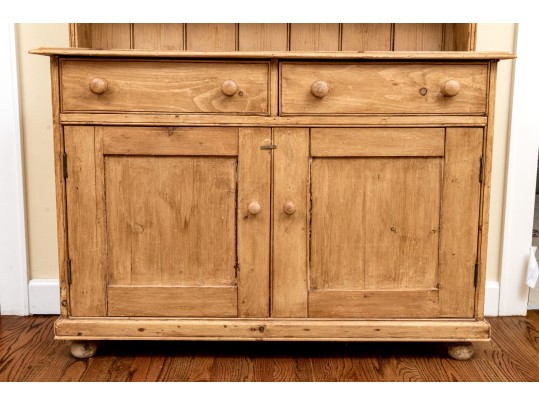 Antique French Country Pine Breakfront Cupboard