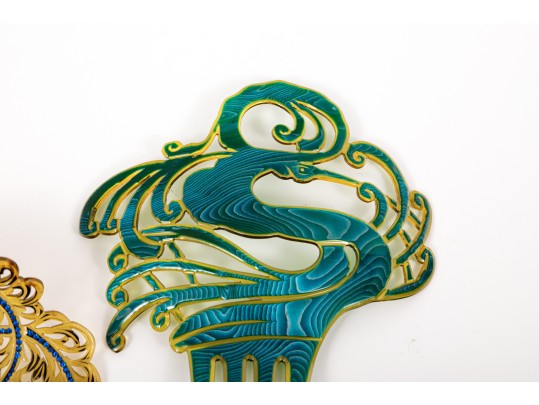 Three Semi Antique Ladies Hair Combs