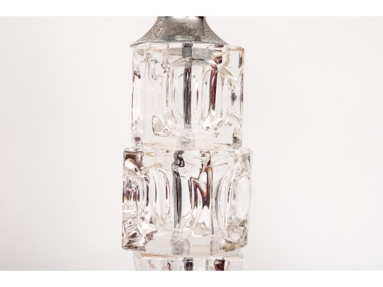 Pair Of MCM Crystal Stacked Cubes Form Table Lights
