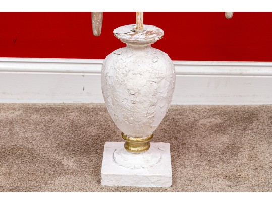 Pair Of Plaster Finished Iron Five-Light Candelabras