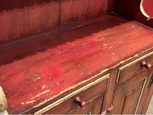 Antique American Carved And Paint Finished Hutch