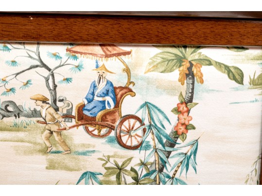 Vintage Chinoiserie Upholstered Wood Framed Firescreen