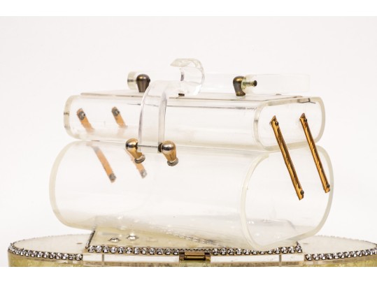 Chic Vintage Collection Of Acrylic Dresser Boxes And Handbags