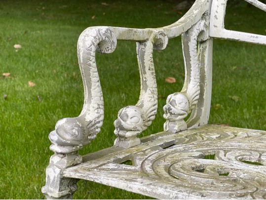Classic Neoclassical Painted Cast Aluminum Garden Bench