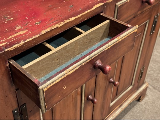 Antique American Carved And Paint Finished Hutch