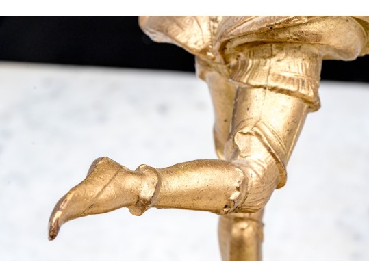 Pair Of French Art Deco Gilt Figures Of Dancers On Marble Bases