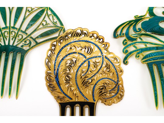 Three Semi Antique Ladies Hair Combs