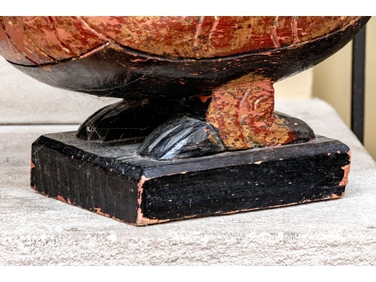 Semi-antique Indian / Indonesian Pair Of Carved And Painted Mandarin Ducks