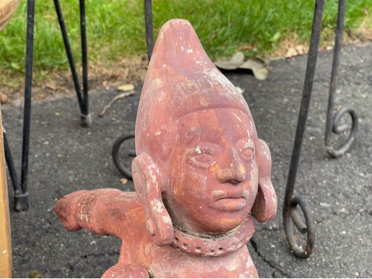 Assorted Planters With Stands And A Garden Gnome