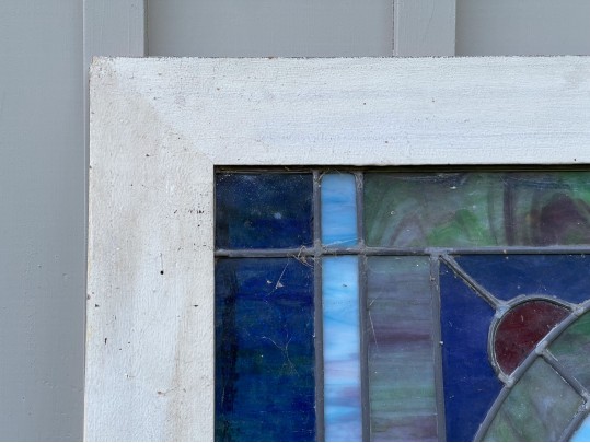 Vintage Framed, Stained Leaded Glass Window Pane