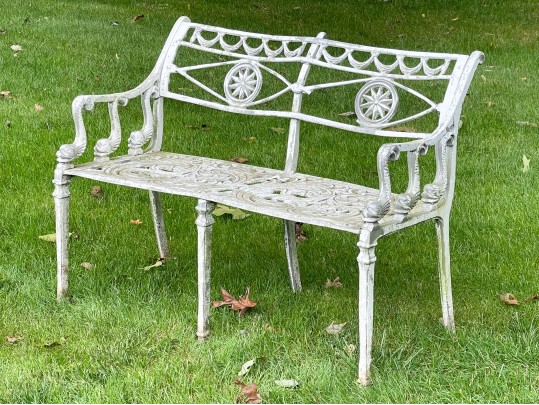 Classic Neoclassical Painted Cast Aluminum Garden Bench