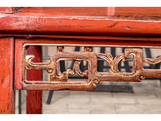 Antique Hand Carved And Lacquered Armchair