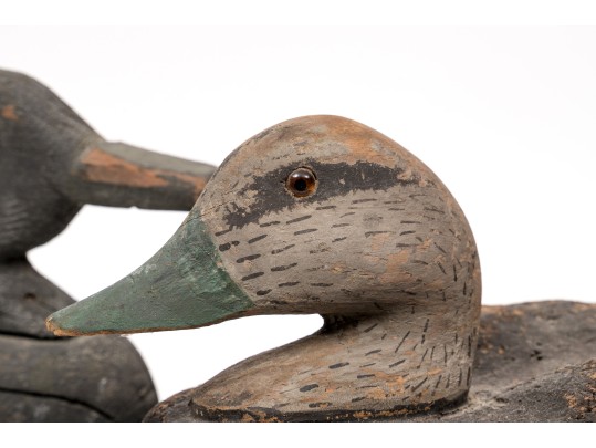 Three Antique Decoy Duct Two Carved Wood, One Cork With Wooden Head
