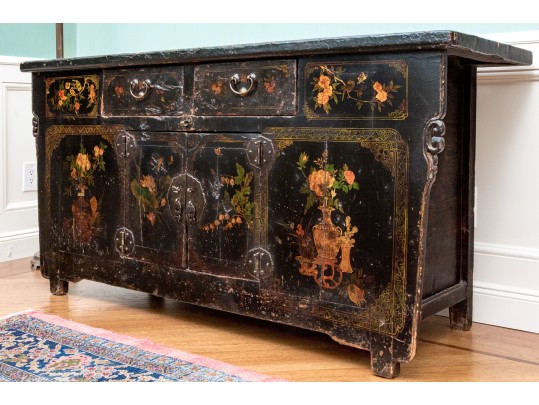 Semi-antique Asian Lacquered Wooden Altar Table / Console 