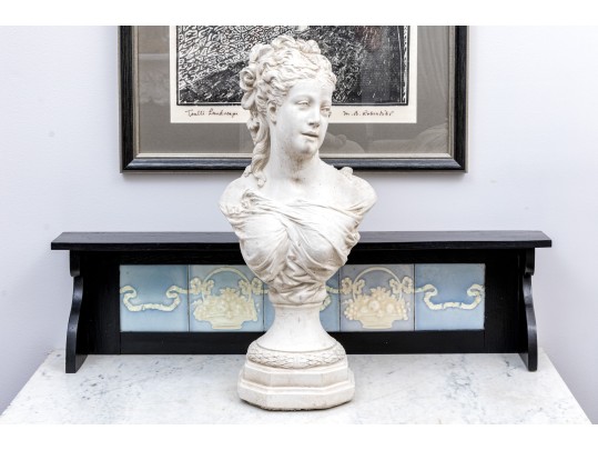 Highly Decorative Cast Stone Bust Of Madame Tallien