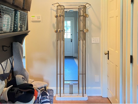 Vintage Modernist Art Deco Polished Alluminum And Iron Hall Tree