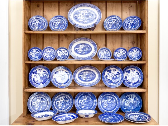 32 Piece Collection Of English Blue And White Transfer Decorated China