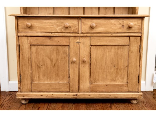Antique French Country Pine Breakfront Cupboard