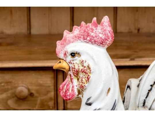 Two Italian Majolica Style Ceramic Rooster Figures
