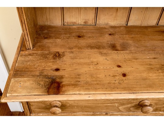 Antique French Country Pine Breakfront Cupboard