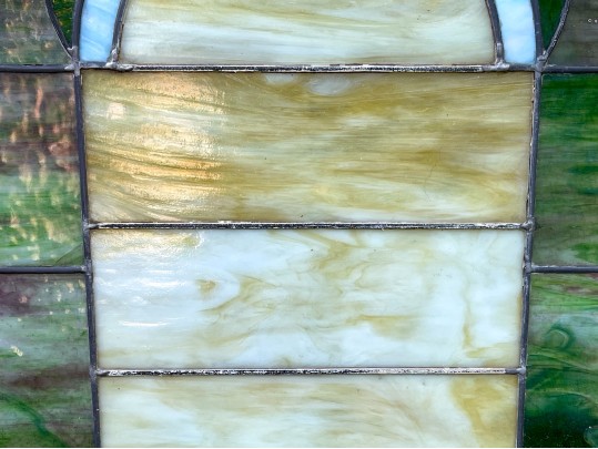 Vintage Framed, Stained Leaded Glass Window Pane