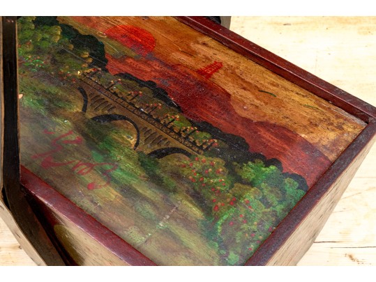 Two Antique Asian Carved And Hand Decorated Vessels